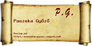 Paszeka Győző névjegykártya